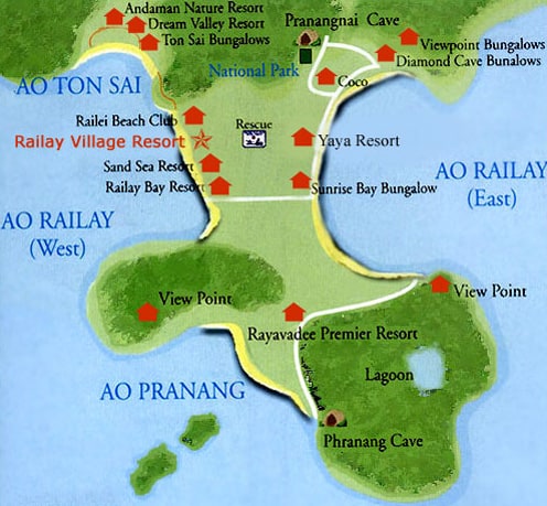 railay beach map